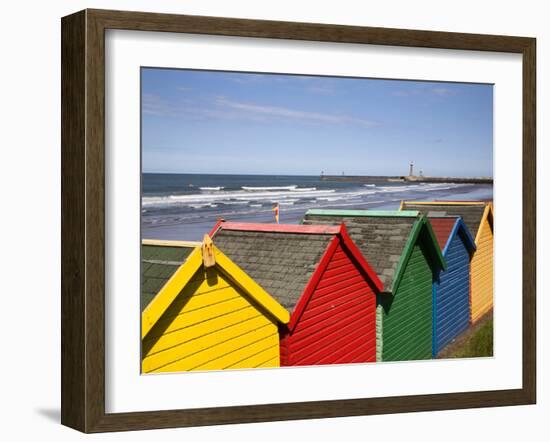 Beach Huts at Whitby Sands, Whitby, North Yorkshire, Yorkshire, England, United Kingdom, Europe-Mark Sunderland-Framed Photographic Print