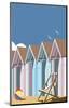 Beach Huts Close Up - Dave Thompson Contemporary Travel Print-Dave Thompson-Mounted Giclee Print