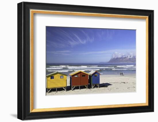 Beach huts on Muizenburg Beach, Cape Town, Western Cape, South Africa, Africa-Ian Trower-Framed Photographic Print