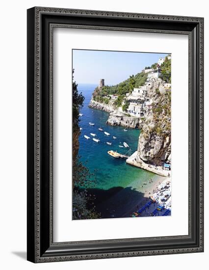 Beach in a Cove, Praiano, Amalfi Coast, Italy-George Oze-Framed Photographic Print