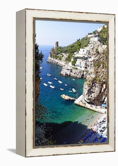 Beach in a Cove, Praiano, Amalfi Coast, Italy-George Oze-Framed Premier Image Canvas