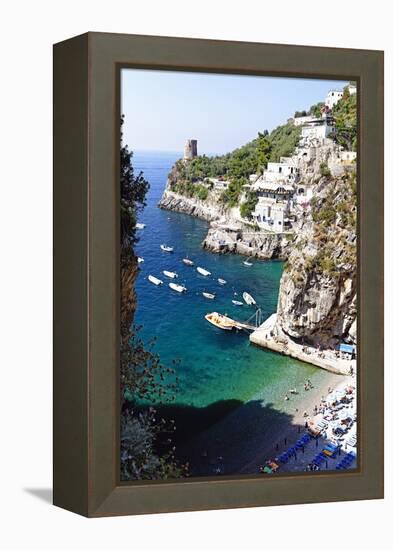 Beach in a Cove, Praiano, Amalfi Coast, Italy-George Oze-Framed Premier Image Canvas