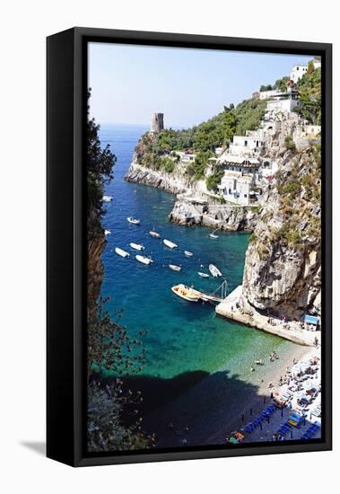 Beach in a Cove, Praiano, Amalfi Coast, Italy-George Oze-Framed Premier Image Canvas