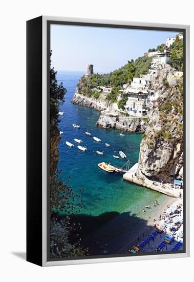 Beach in a Cove, Praiano, Amalfi Coast, Italy-George Oze-Framed Premier Image Canvas