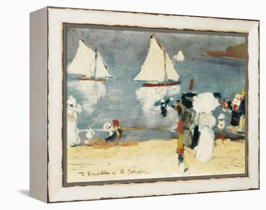 Beach in La Concha Bay in San Sebastián-Joaquín Sorolla y Bastida-Framed Stretched Canvas