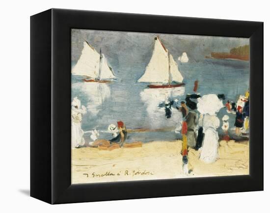 Beach in La Concha Bay in San Sebastián-Joaquín Sorolla y Bastida-Framed Stretched Canvas