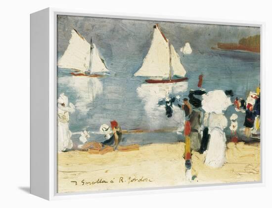 Beach in La Concha Bay in San Sebastián-Joaquín Sorolla y Bastida-Framed Stretched Canvas