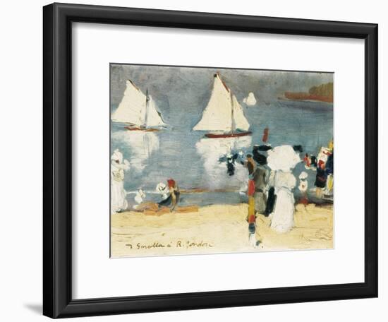 Beach in La Concha Bay in San Sebastián-Joaquín Sorolla y Bastida-Framed Art Print