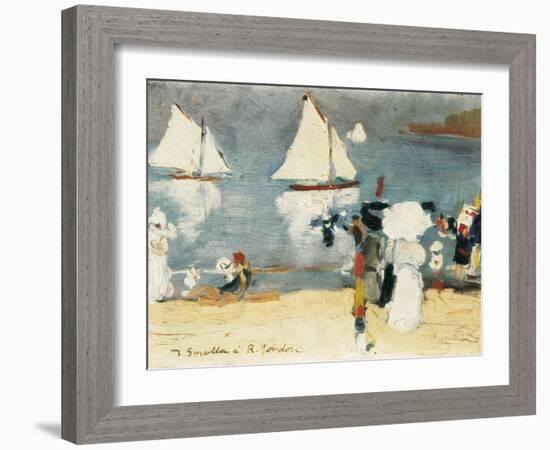 Beach in La Concha Bay in San Sebastián-Joaquín Sorolla y Bastida-Framed Art Print