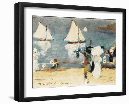 Beach in La Concha Bay in San Sebastián-Joaquín Sorolla y Bastida-Framed Art Print