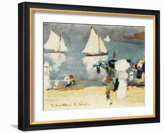 Beach in La Concha Bay in San Sebastián-Joaquín Sorolla y Bastida-Framed Art Print