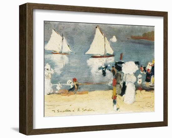 Beach in La Concha Bay in San Sebastian-Joaquín Sorolla y Bastida-Framed Art Print