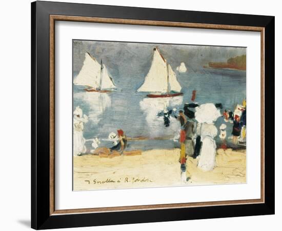 Beach in La Concha Bay in San Sebastian-Joaquín Sorolla y Bastida-Framed Art Print