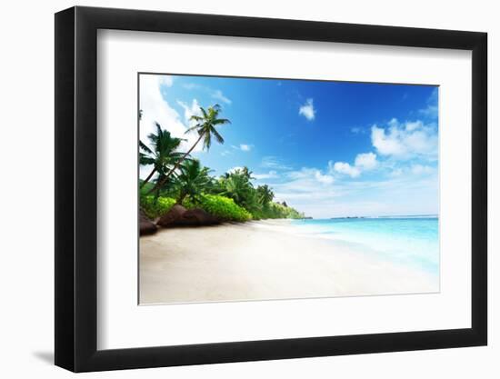 Beach in Sunset Time on Mahe Island in Seychelles-Iakov Kalinin-Framed Photographic Print