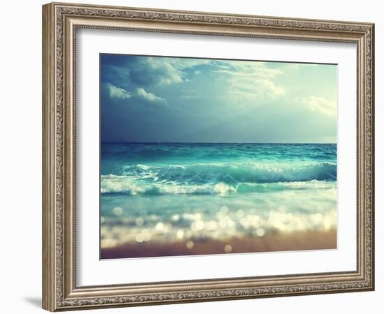 Beach in Sunset Time, Tilt Shift Soft Effect-Iakov Kalinin-Framed Photographic Print