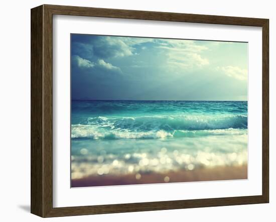 Beach in Sunset Time, Tilt Shift Soft Effect-Iakov Kalinin-Framed Photographic Print