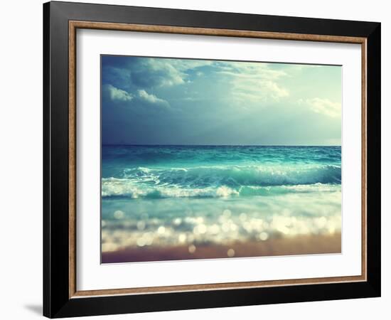 Beach in Sunset Time, Tilt Shift Soft Effect-Iakov Kalinin-Framed Photographic Print