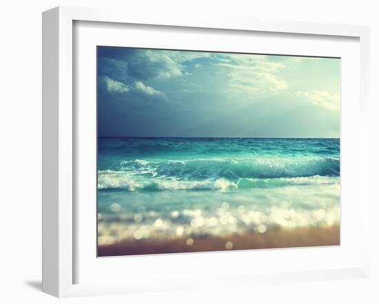 Beach in Sunset Time, Tilt Shift Soft Effect-Iakov Kalinin-Framed Photographic Print