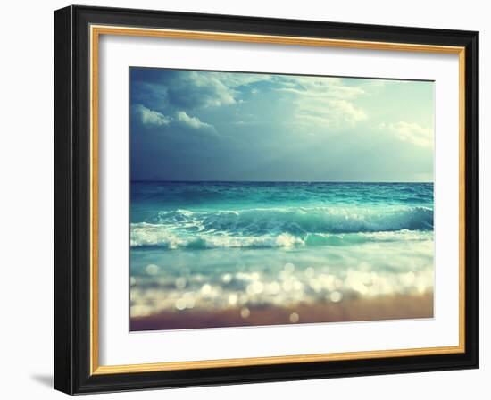 Beach in Sunset Time, Tilt Shift Soft Effect-Iakov Kalinin-Framed Photographic Print