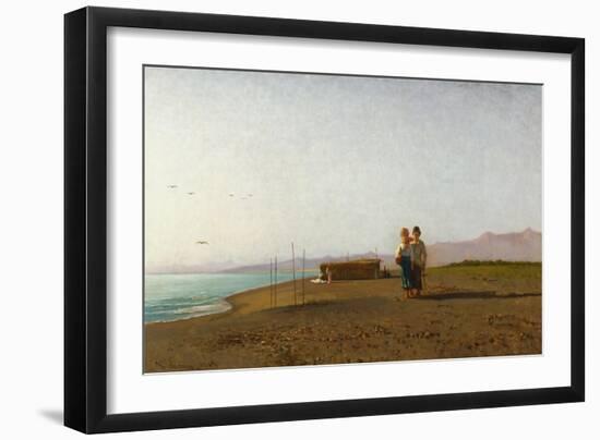 Beach in Viareggio, 1865-Vincenzo Coronelli-Framed Giclee Print