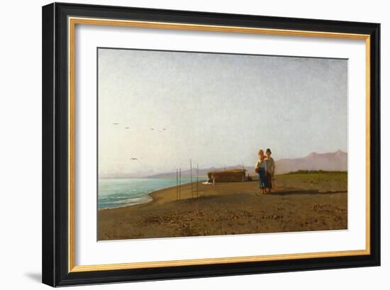 Beach in Viareggio, 1865-Vincenzo Coronelli-Framed Giclee Print