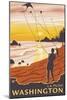 Beach & Kites, La Push, Washington-Lantern Press-Mounted Art Print