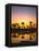 Beach, Lagoon, Silhouette, Palms, Sunset-Thonig-Framed Premier Image Canvas