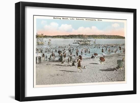 Beach, Lake Nokomis, Minneapolis, Minnesota-null-Framed Art Print