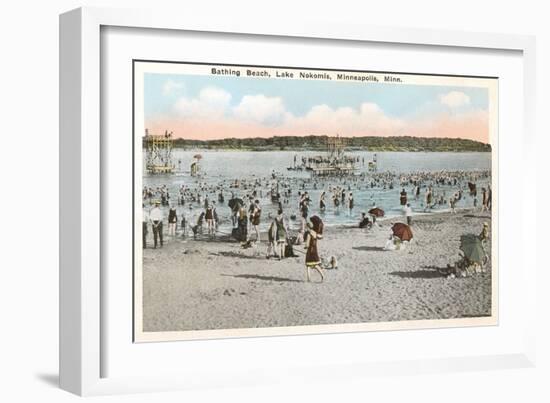 Beach, Lake Nokomis, Minneapolis, Minnesota-null-Framed Art Print