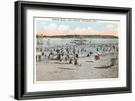 Beach, Lake Nokomis, Minneapolis, Minnesota-null-Framed Art Print