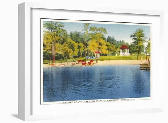 Beach, Lake Quassapaug, Waterbury, Connecticut-null-Framed Art Print