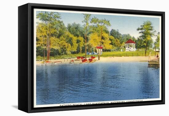 Beach, Lake Quassapaug, Waterbury, Connecticut-null-Framed Stretched Canvas