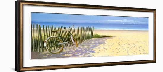 Beach Landscape with Fence and Bicycle-Henri Deuil-Framed Art Print