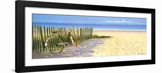 Beach Landscape with Fence and Bicycle-Henri Deuil-Framed Art Print