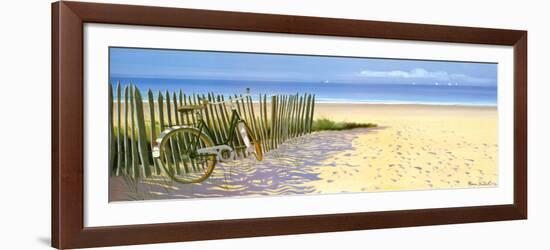 Beach Landscape with Fence and Bicycle-Henri Deuil-Framed Art Print