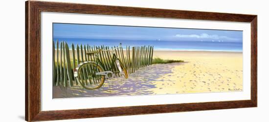 Beach Landscape with Fence and Bicycle-Henri Deuil-Framed Art Print