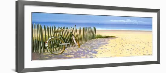 Beach Landscape with Fence and Bicycle-Henri Deuil-Framed Art Print