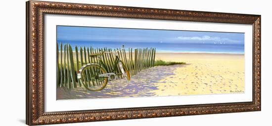 Beach Landscape with Fence and Bicycle-Henri Deuil-Framed Art Print