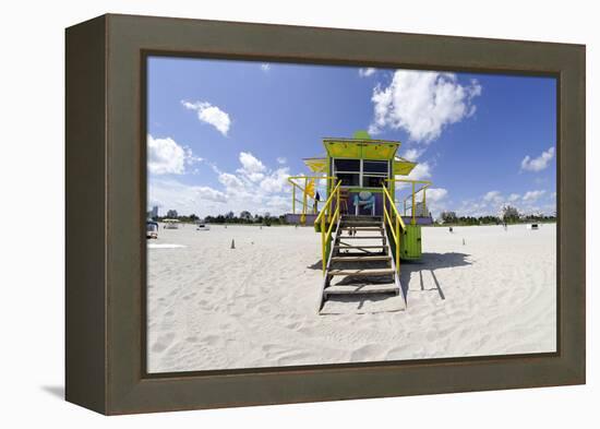 Beach Lifeguard Tower '12 St', in Art Deco Style, Miami South Beach-Axel Schmies-Framed Premier Image Canvas