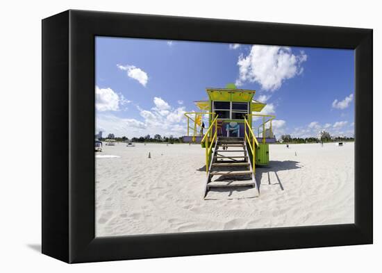 Beach Lifeguard Tower '12 St', in Art Deco Style, Miami South Beach-Axel Schmies-Framed Premier Image Canvas