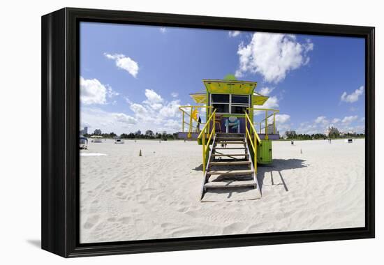 Beach Lifeguard Tower '12 St', in Art Deco Style, Miami South Beach-Axel Schmies-Framed Premier Image Canvas