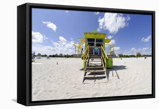 Beach Lifeguard Tower '12 St', in Art Deco Style, Miami South Beach-Axel Schmies-Framed Premier Image Canvas