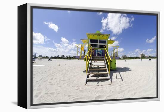 Beach Lifeguard Tower '12 St', in Art Deco Style, Miami South Beach-Axel Schmies-Framed Premier Image Canvas