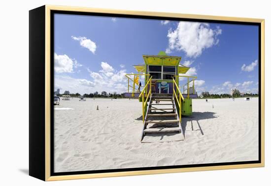 Beach Lifeguard Tower '12 St', in Art Deco Style, Miami South Beach-Axel Schmies-Framed Premier Image Canvas