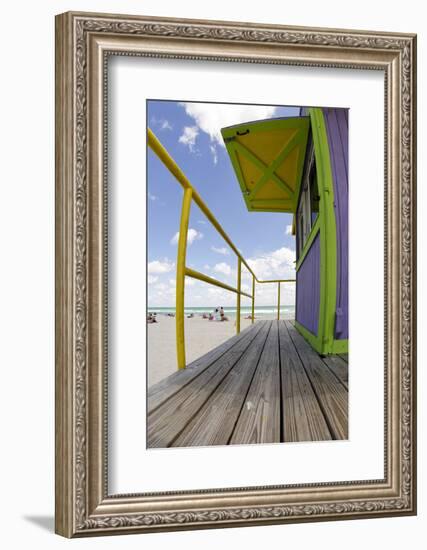 Beach Lifeguard Tower '12 St', in Art Deco Style, Miami South Beach-Axel Schmies-Framed Photographic Print