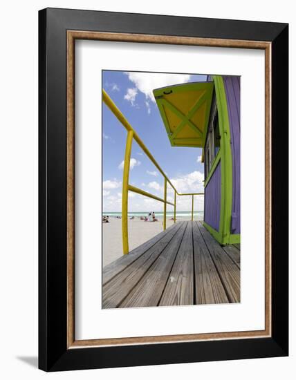 Beach Lifeguard Tower '12 St', in Art Deco Style, Miami South Beach-Axel Schmies-Framed Photographic Print