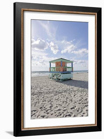 Beach Lifeguard Tower '14 St', Typical Art Deco Design, Miami South Beach-Axel Schmies-Framed Photographic Print