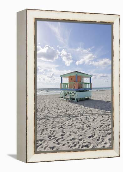 Beach Lifeguard Tower '14 St', Typical Art Deco Design, Miami South Beach-Axel Schmies-Framed Premier Image Canvas