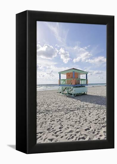 Beach Lifeguard Tower '14 St', Typical Art Deco Design, Miami South Beach-Axel Schmies-Framed Premier Image Canvas