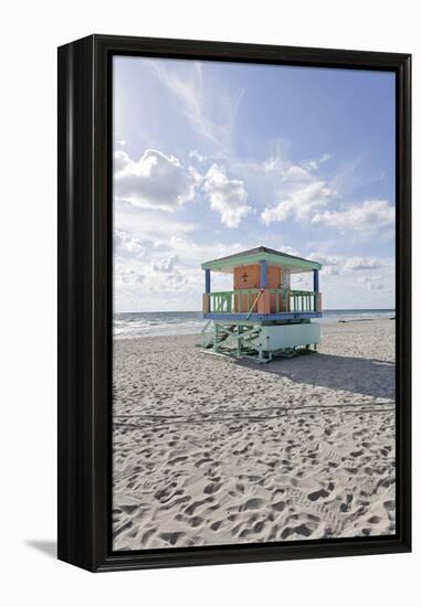 Beach Lifeguard Tower '14 St', Typical Art Deco Design, Miami South Beach-Axel Schmies-Framed Premier Image Canvas